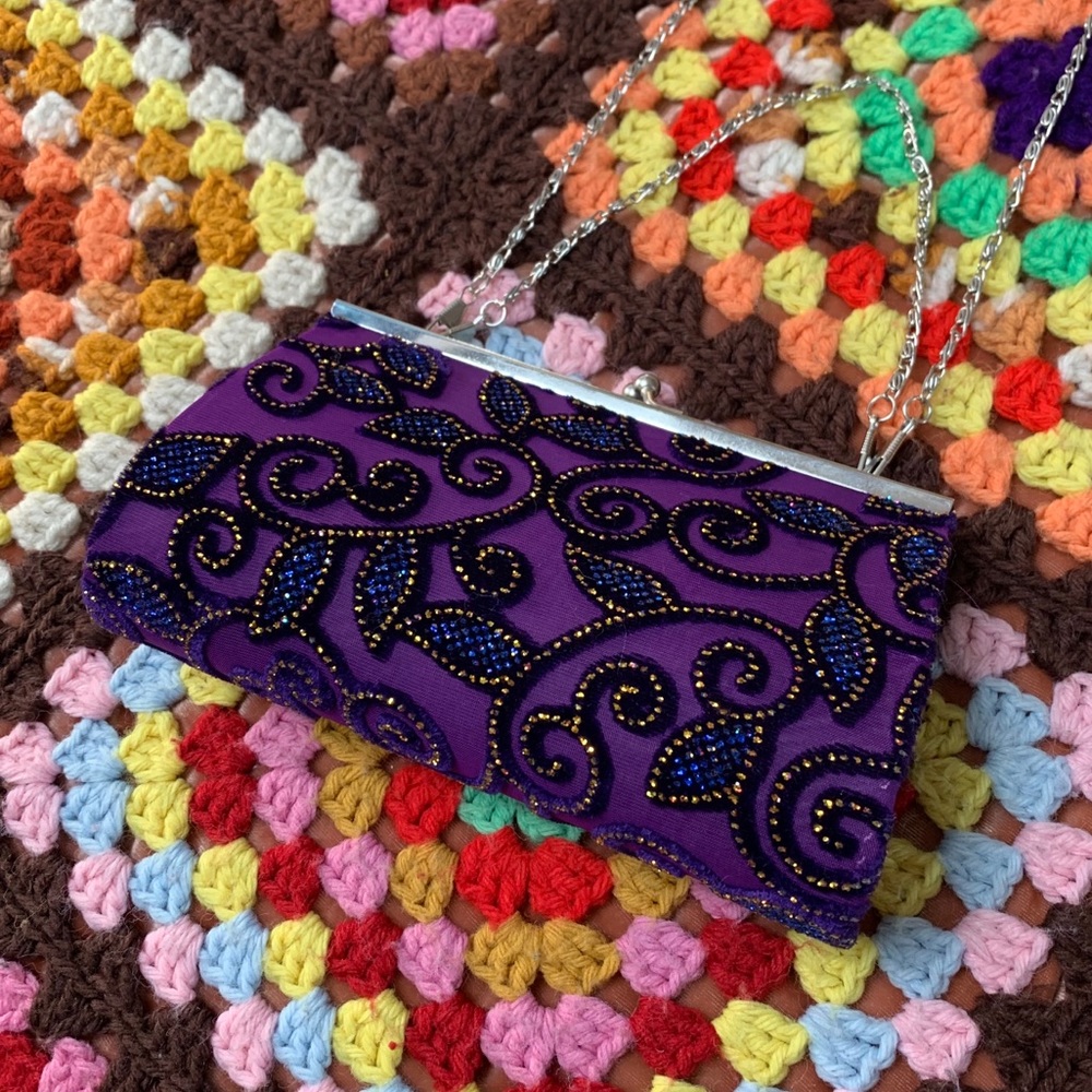 90s Purple Metallic Crossbody & Purse